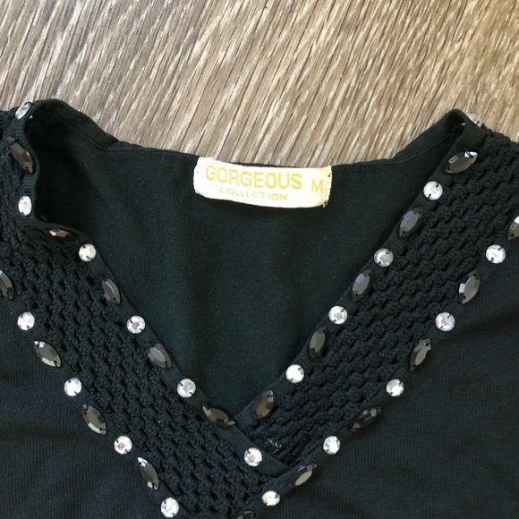 Gorgeous black rhinestone black blouse - Picture 2 of 2
